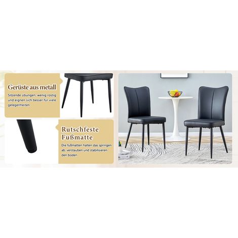 Ensemble de salle à manger rond moderne avec table 100 cm et 4 chaises noires en PU (1/5)