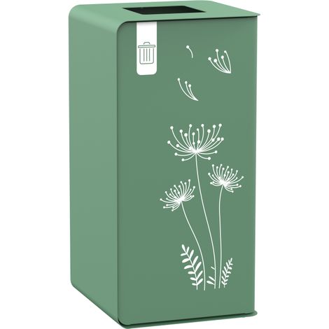 Borne de tri sélectif Cubatri Signature, sans serrure - autres déchets - 75l - vert natura mat texturé sérigraphié (1/2)