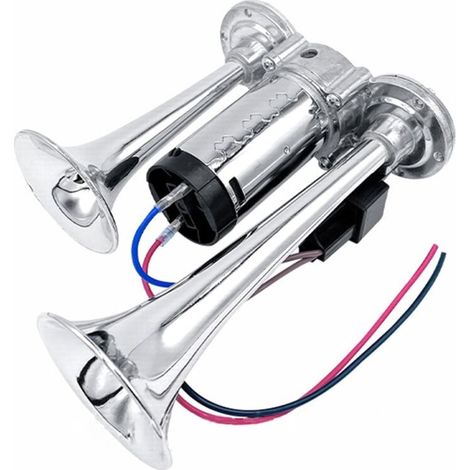 Trywise Kit de klaxons super puissants à double trompette 600 dB avec compresseur universel pour voitures, motos, camions, trains et bateaux 12 V (1/4)