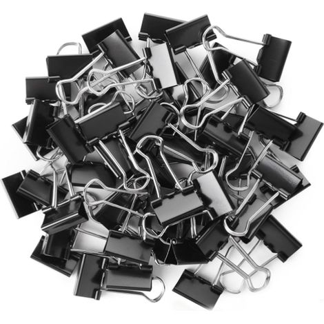 Lot de 100 petites pinces à reliure noires de 1,5 cm (0,6 po) pour papier. (1/5)