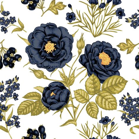 Tissu d'extérieur Oxford à motif de roses noires (1/5)