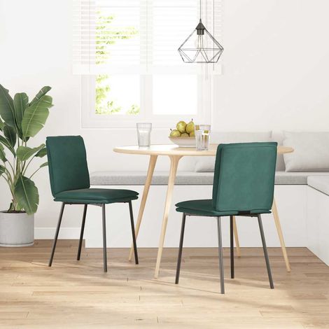 Lot de 2 Chaises à manger,Chaise de cuisine Vert foncé Velours CFW83285 (1/5)