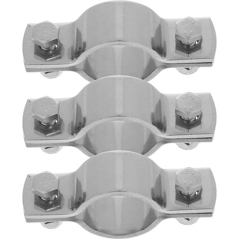 Collier de serrage robuste pour tubes mobilier bureau, lot 3 en acier inoxydable argenté, réglable, (1/5)