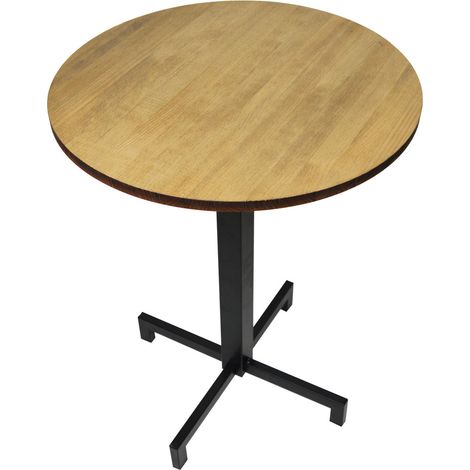 Mesa Redonda iCub 60x75cm Negra en madera maciza de pino acabado vintage estilo industrial (1/5)