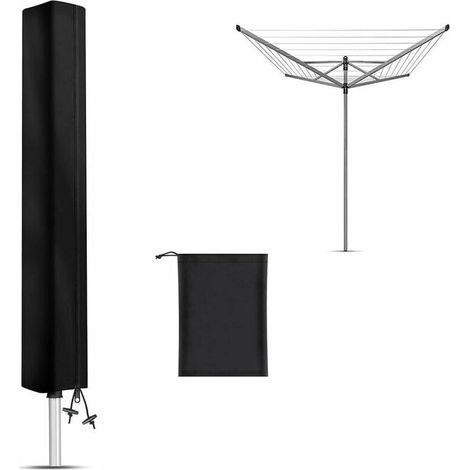 Funda impermeable para tendedero giratorio de exterior, funda protectora para tendedero giratorio con cremallera, tejido Oxford 120D, negro (160 x 15 x 15 cm) (1/5)