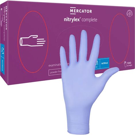 Nitrilhandschuhe, Größe M, lila, Mercator Nitrylex Complete, 100 Stück (1/5)