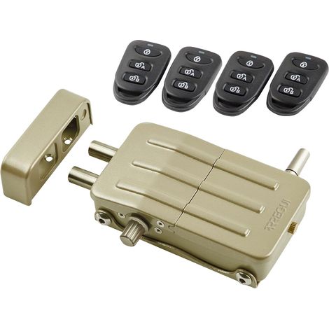 Verrou électronique, serrure invisible, 4 télécommandes, couleur dorée (1/5)