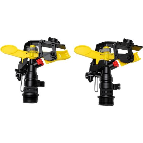 Lot de 2 arroseurs à impact avec tête rotative automatique réglable à 360° pour l'irrigation de pelouses, jardins, cours et exploitations agricoles. Filetage mâle 3/4" angle de pulvérisation (1/5)
