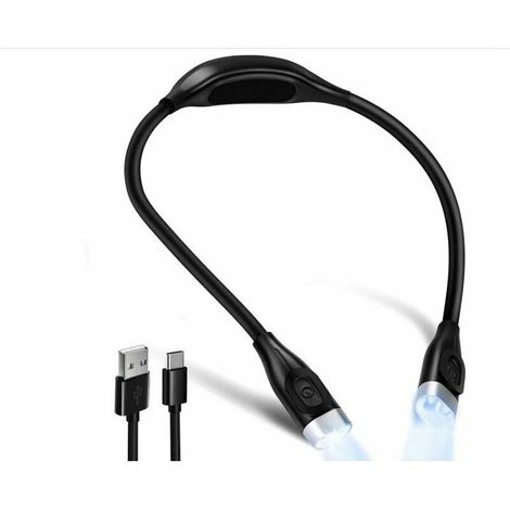 Flexible LED-Nackenleseleuchte, wiederaufladbar, 4 LEDs, 3 Farben, Augenschutz, mit extra langem, flexiblem Arm (schwarz) (1/5)