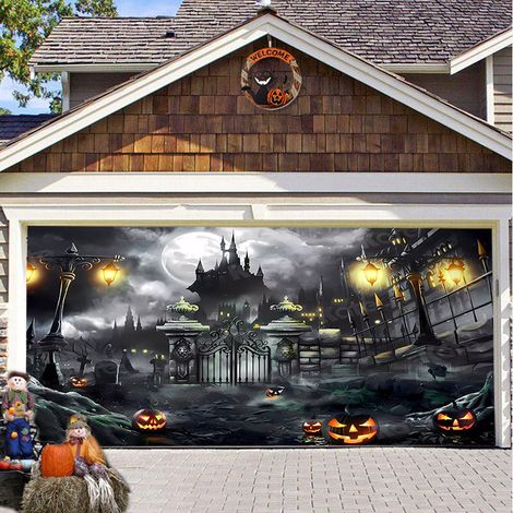 Halloween-Fotohintergrundstoff 200 x 150 cm Geisterschloss-Kürbis Dekoration zum Thema Halloween-Party (1/3)