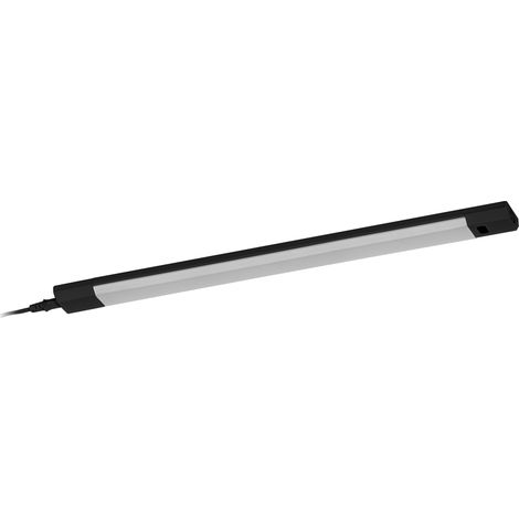 OSRAM Luminaire Linear Edge Sensor haute tension pour meuble avec technologie RGBW, 30 cm, couleurs RGBW sélectionnables, intensité variable, 8 W, 460 lm, 3 000 K, blanc chaud, aluminium noir, IP20, a