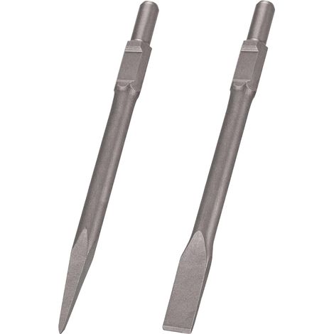 Lot de 2 ciseaux hexagonaux de 1-3/15 pouces, comprenant un ciseau pointu et un ciseau plat, pour marteau-piqueur électrique à usage intensif destiné à la démolition et au bris de béton