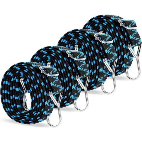 Flaches, elastisches Bungee-Seil mit Haken, 2 m, verstellbares elastisches Bungee-Seil mit Metallhaken, elastisches Gepäckseil, breiter elastischer Umzugsgurt für Fahrrad, Motorrad, Auto, Plane, Campi (1/5)
