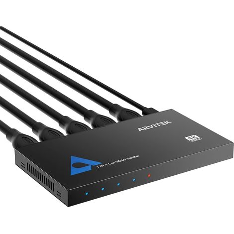 Répartiteur HDMI 1 Entrée 4 Sorties, Splitter HDMI 4K 1x4 Métal, 4K@30Hz pour TV, Moniteur, PC Portable, Miroir Uniquement ne Pas étendre (1/5)