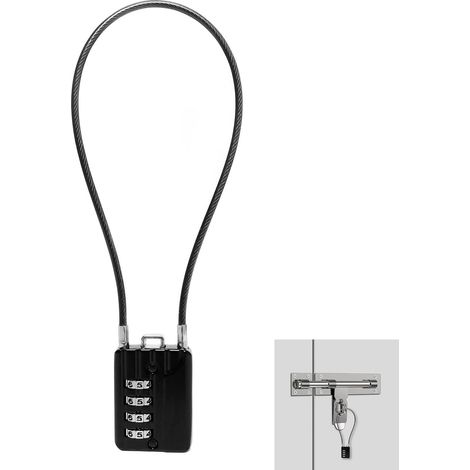 Cadenas à Câble en Acier de 29cm, Cadenas Antivol avec Câble avec Combinaison 4 Chiffres, pour Casier de Gymnase, Sacs à Dos, Boîtes à Outils, Valises, Casques, Noir (1/5)
