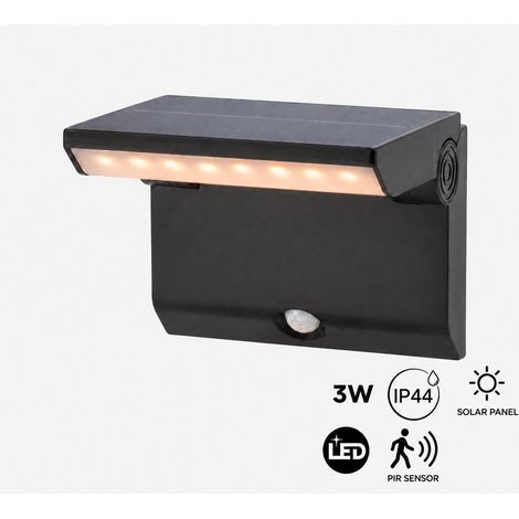 Applique da esterno con pannello solare e sensore PIR - 3W