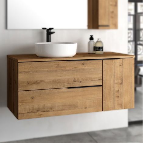 THE BATH POINT Mueble de Baño Sin Lavabo Black Capri TOP, Roble con Preciosa Veta, Ancho de 120 cm (1/5)