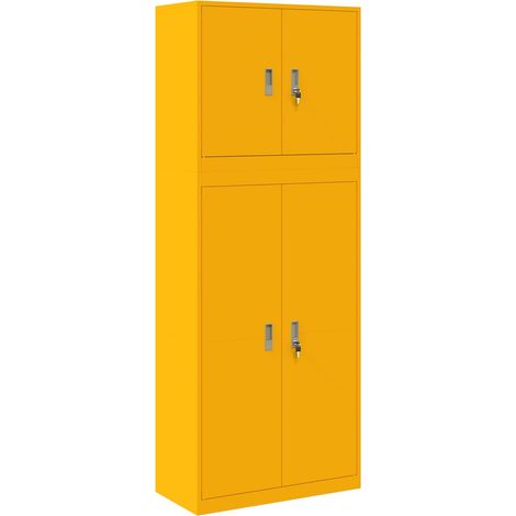 Storage Cabinet 2 pcs Mustard Yellow 80 x 40 x 210 cm Steel vidaXL (1/5)