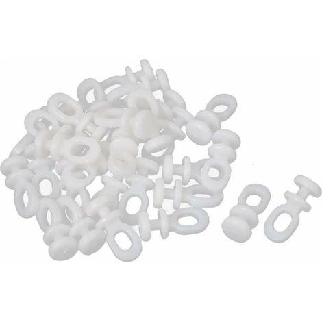 Lot de 30 glisseurs de rail pour rideaux – Roulettes et crochets coulissants – Plastique blanc 22mm x 10mm – Pour fenêtres et voilages (1/2)