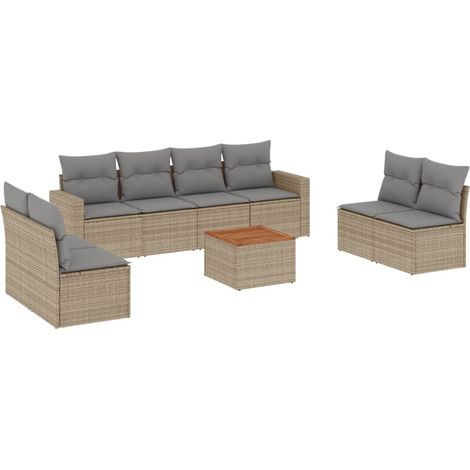 Maison Exclusive - Patio Sofa Set 8 plaza Mezcla de beige y gris (1/5)