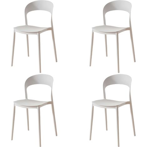 Pack 4 Sillas de Cocina Princeton Respaldo Redondeado Estilo Moderno en Color Blanco (1/3)