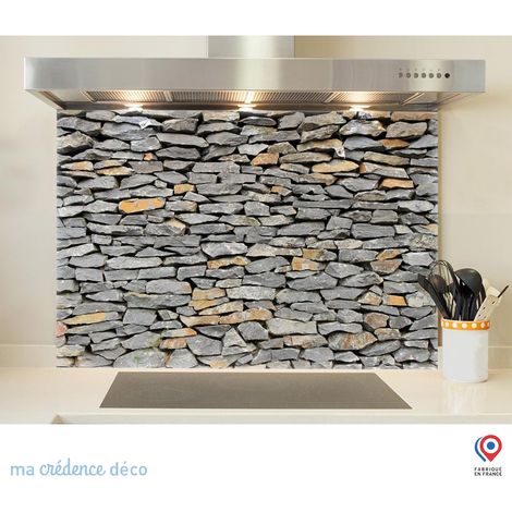 Fond de hotte : Mur de pierres - Verre trempé - 60 cm - 45 cm (1/5)