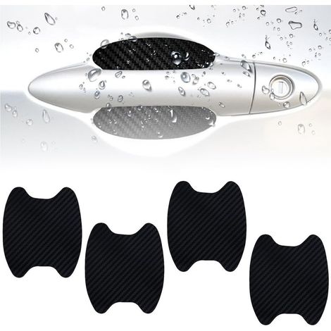 4 PCS Autocollants Voiture Extérieur Film de Protection Universel en Fibre de Carbone Anti Rayures pour Poigné Porte Voiture Convient à la Plupart des Poignés Porte Voiture (Noir) (1/5)