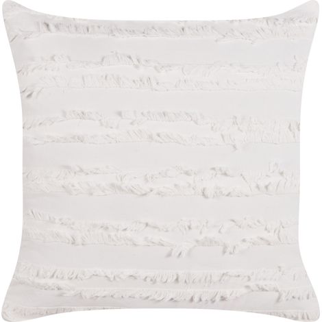Cojín decorativo moderno algodón patrón liso cuadrado funda extraíble 45 x 45 cm blanco Makneh
