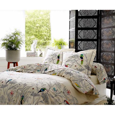 Drap plat faune et flore Ecru 240x310 cm