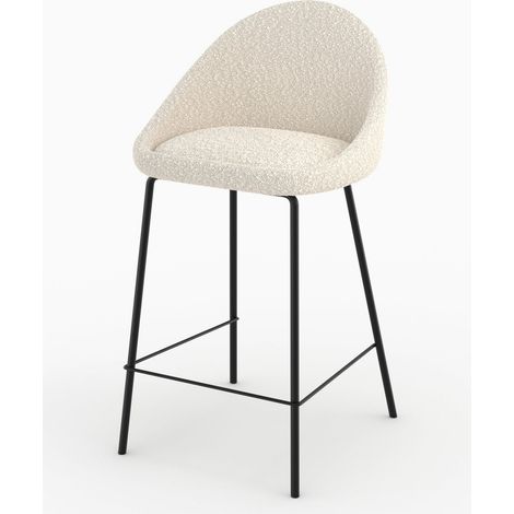 Silla para isla central efecto lana bouclé blanca 65 cm - Misty