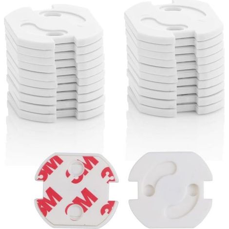 Lot de 20 cache prises pour bébé Adhésif 3M Protection des prises électriques (1/5)