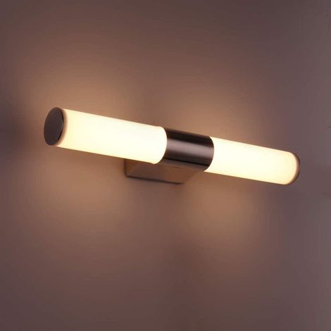 Miroir lumineux LED - Éclairage de salle de bain - Fixation murale 2 en 1 avec étanchéité IP65 et lumière blanc chaud 3000K - 1 pièce - Pour salle de bain et chambre - Blanc mat (1/5)