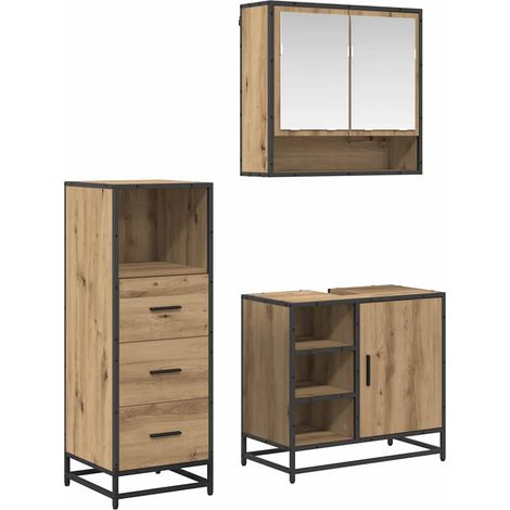 Bathroom Furniture Set 3 pcs Artisan Oak Engineered Wood vidaXL (1/5)