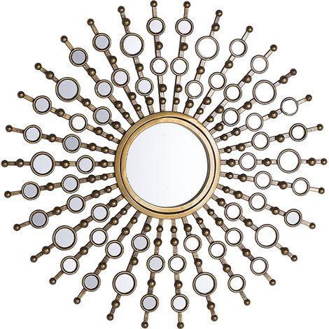 Espejo de pared dorado 70 cm redondo forma de sol glamour vintage hollywood acabado brillante Blois (1/5)