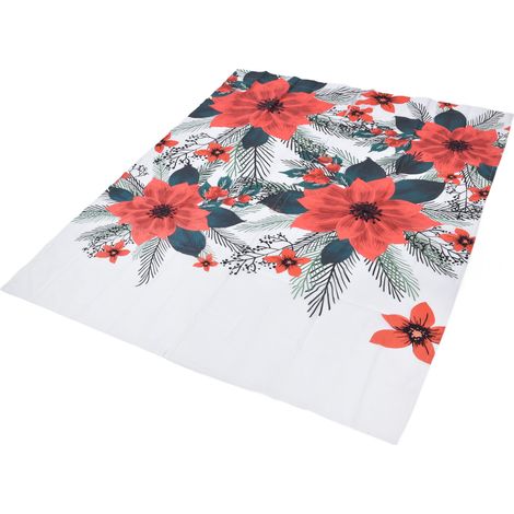 Rideaux imprimés en 3D avec motif de fleurs rouges et de feuilles vertes, pour balcon ou véranda, 170 x 200 cm (1/5)