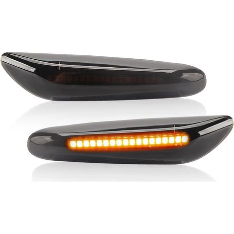 Intermitentes laterales LED secuenciales dinámicos, color naranja, 12 V, 18 LED, 3528 SMD, CANBUS sin fallos, aptos para BMW E46 X5 E53 X3 E83 X1 E84 E81 E82 E87 E88 E90 E91, 2 unidades. (1/4)