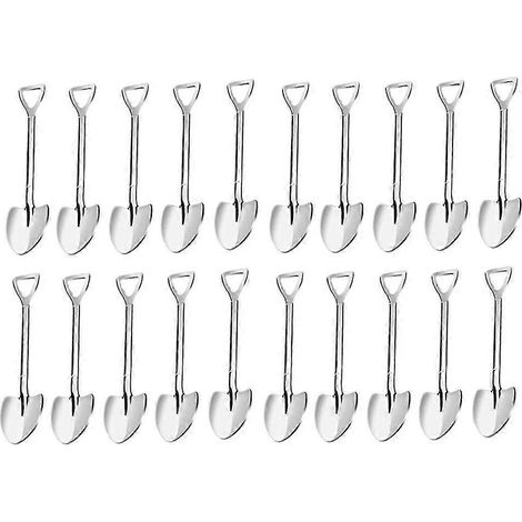Lot de 20 cuillères à expresso en forme de pelle, mini-cuillères à café en acier inoxydable de 12 cm (4,7 pouces), petites cuillères (1/5)