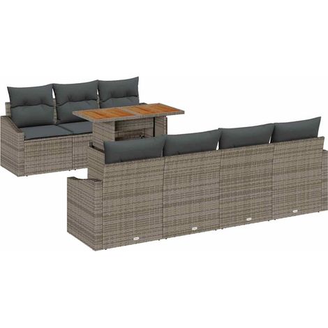 Garden Sofa Set with Storage 8 pcs Grey Poly rattan vidaXL (1/5)
