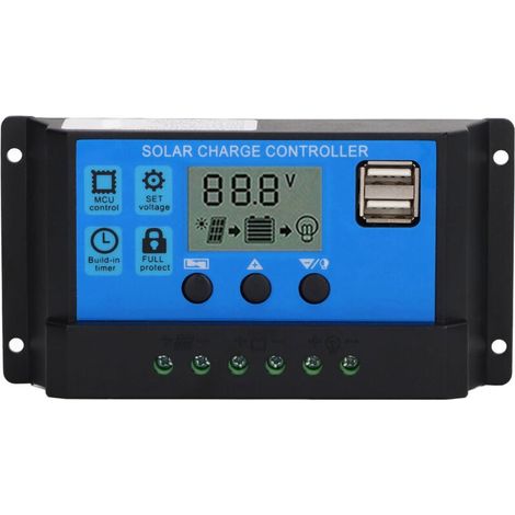 Contrôleur de Charge Solaire PWM 100A pour Panneau 12V/24V, Affichage LCD, Régulateur Photovoltaïque (1/4)