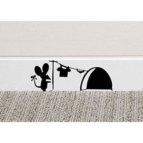 CSPARKV 18x7cm Autocollant mural en vinyle représentant une trou-maison de souris, pour plinthe (1/5)