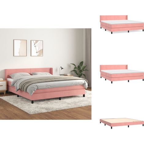 Boxspringbett mit Matratze Rosa 180x200 cm Samt - Samtbett - Boxspringbett - Doppelbett - Rosa Bett - Schlafzimmer Dekoration (1/5)
