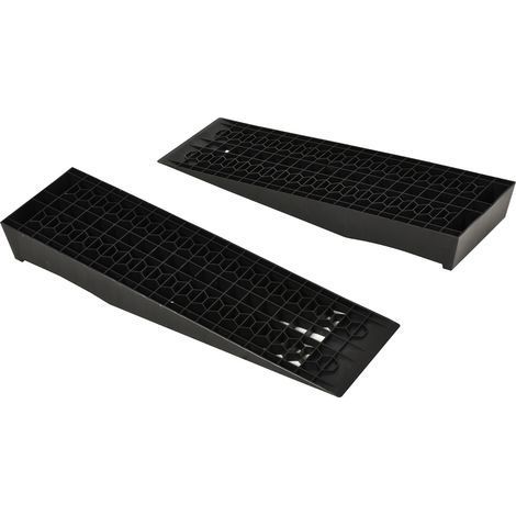 Set de 2 rampes d'accès, rampe de seuil, rampe de trottoir, rampes en caoutchouc, capacité 3 tonnes, plastique, noir (1/5)