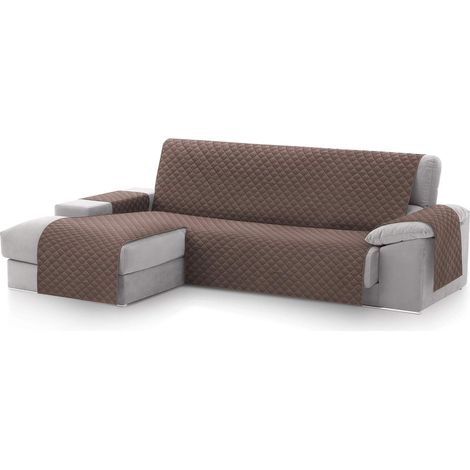 Housse de canapé d'angle en L – Rembourrée, universelle et lavable – Housse de protection pour méridienne gauche 240 cm – Idéale pour les animaux de compagnie – Marron (1/5)