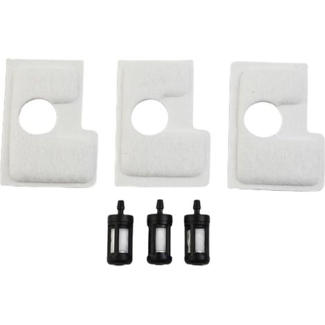 Kit de réparation de filtre à air double pour tronçonneuse, 6 pièces (3 filtres à air + 3 filtres à carburant) compatible avec MS180, MS180C, MS170 (1/5)