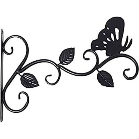 Lot De 1 Supports Pour Plantes Suspendues,Suspension Mural Crochet Plante En Mtal, Suspension D\'accessoires Pour Plantes Antirouille Et Robuste En Forme De Papillon, Noir