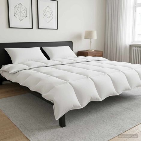 vidaXL Juego de Edredón Blanco 200 x 200 cm Poliéster, Bambú (1/5)