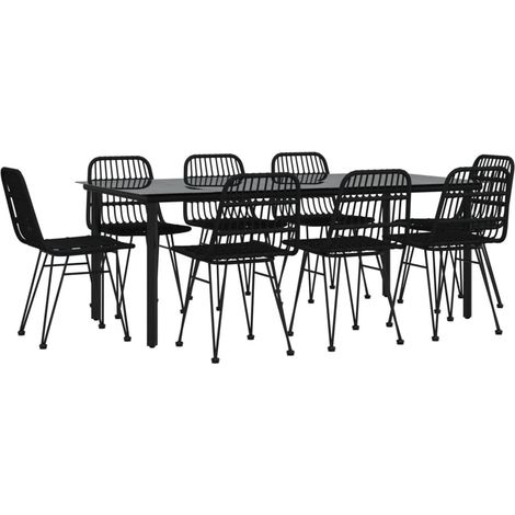 Conjunto de comedor de jardín de 9 piezas de mimbre de resina negra 020014399 (1/5)