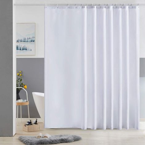 Duschvorhang Überlänge Antibakteriell Wasserdicht Weiß 275x180cm (1/5)