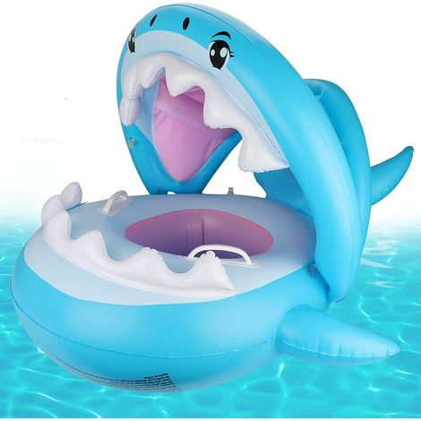 Bouée bébé, siège de natation bébé avec pare-soleil, bouée bébé avec clochettes à l'intérieur, bouée requin pour enfants de 6 à 36 mois (1/5)