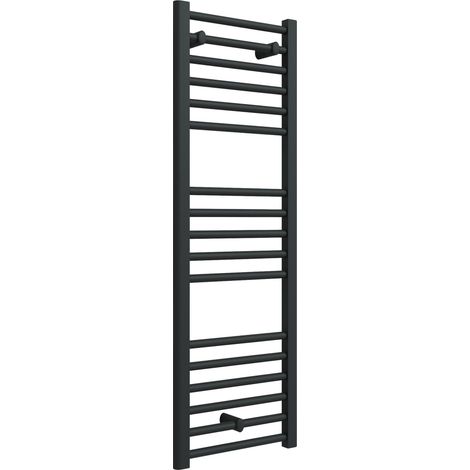 Signature Paragon Straight Heated Towel Rail 1200mm H x 400mm W - Matt Black (1/2)